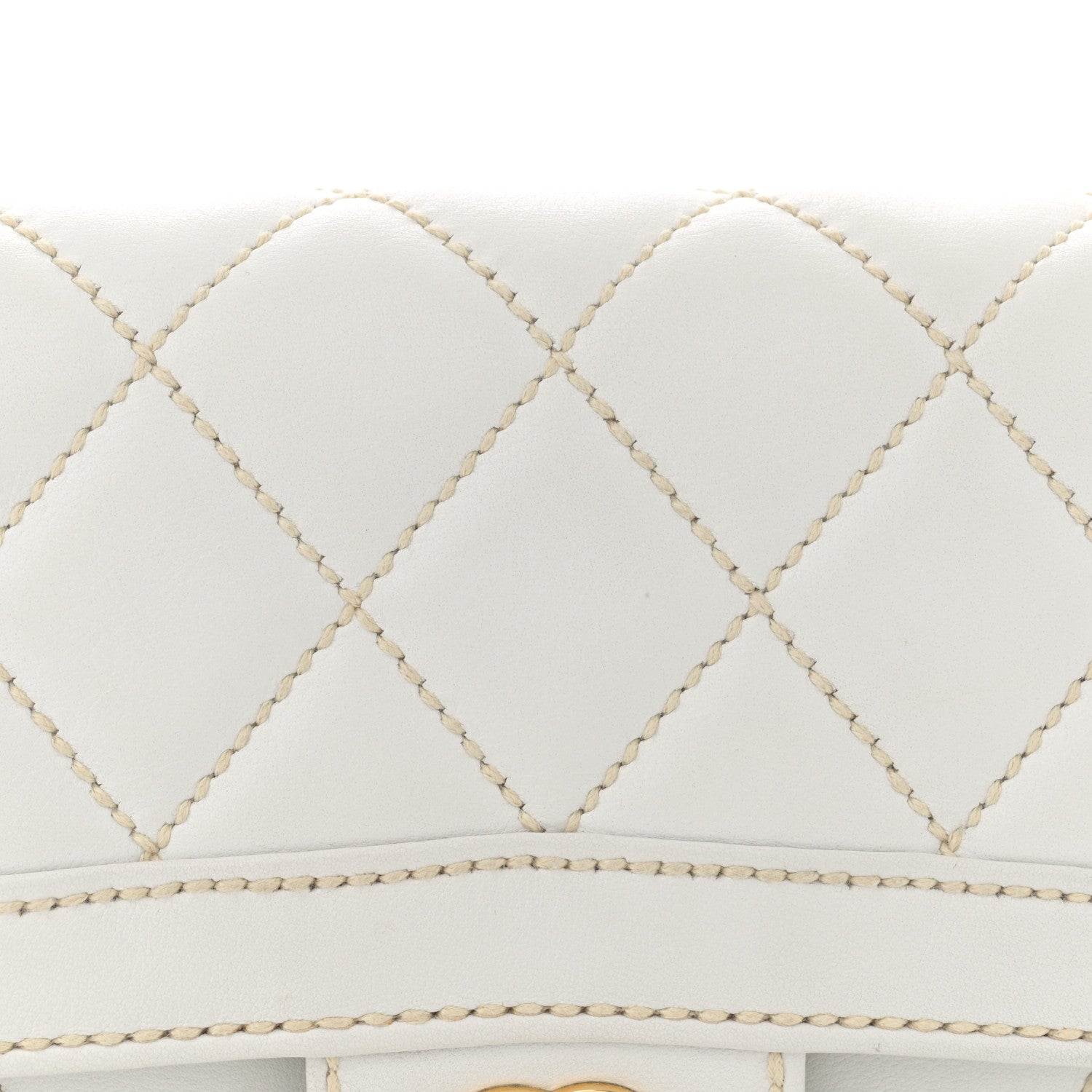 Chanel Calfskin Quilted Wild Stitch Large Flap White 8 of 17