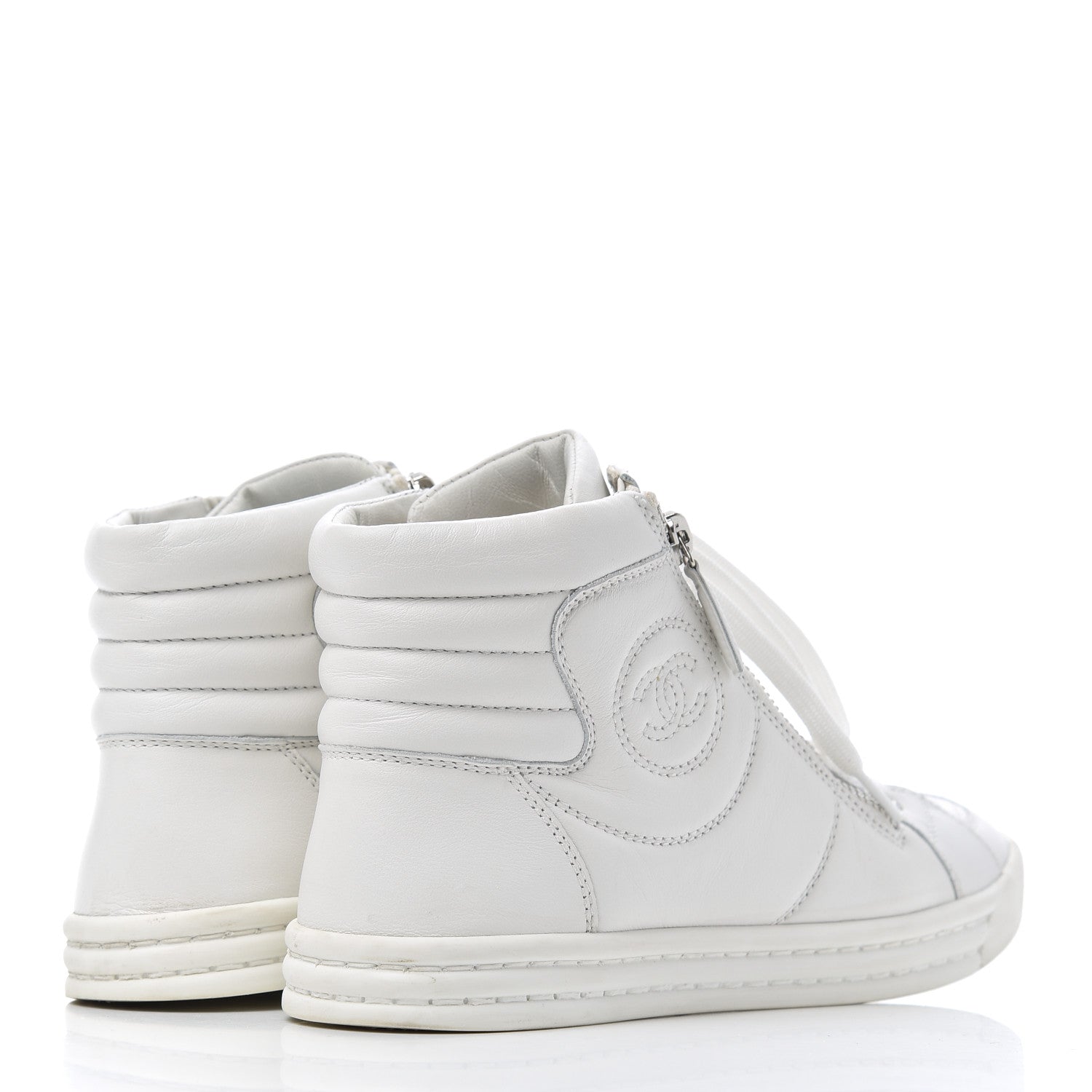 Chanel Calfskin High Top CC Sneakers 36 White 4 of 21