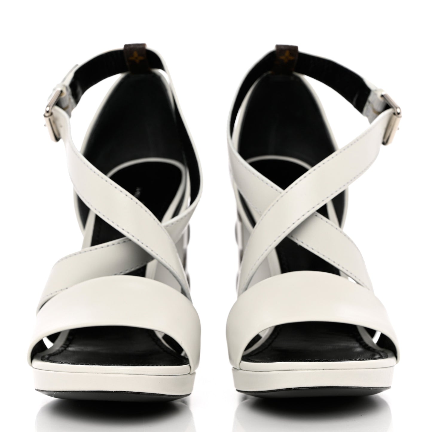 Calfskin Monogram Damier Tressage Matchmake Cross Sandals 39 White
