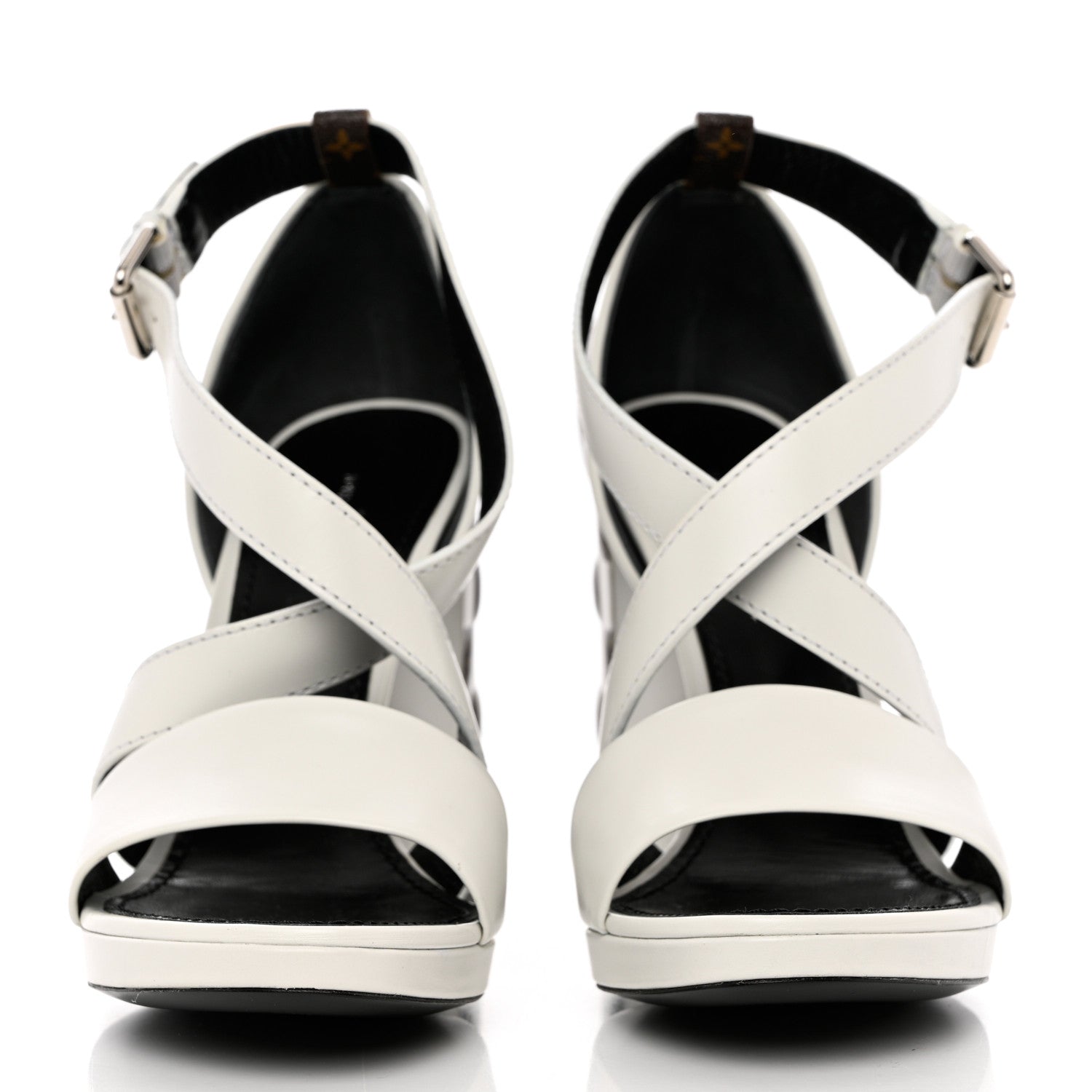 Louis Vuitton Calfskin Monogram Damier Tressage Matchmake Cross Sandals 39 White 2 of 12