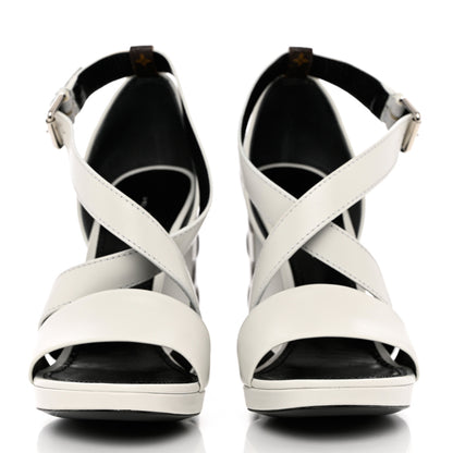 Louis Vuitton Calfskin Monogram Damier Tressage Matchmake Cross Sandals 39 White 2 of 12