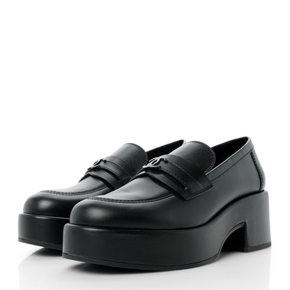 Chanel Calfskin CC Platform Loafers 38 Black 3 of 10