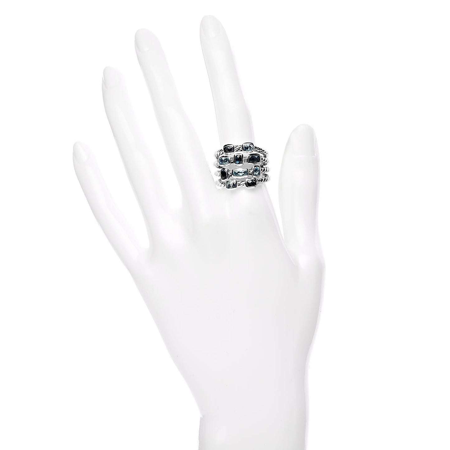 Sterling Silver Blue Topaz Hampton Blue Topaz Confetti 4 Row Ring 55 7.25