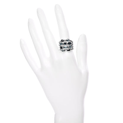 David Yurman Sterling Silver Blue Topaz Hampton Blue Topaz Confetti 4 Row Ring 55 7.25 2 of 5