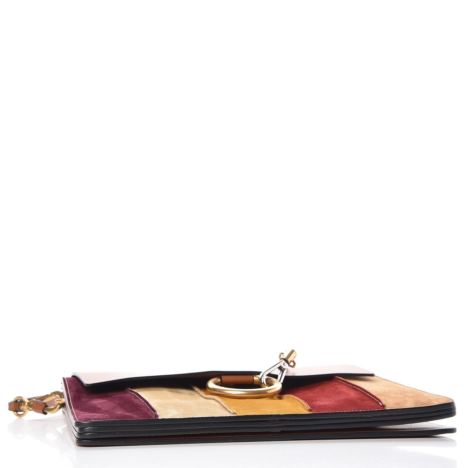 Chloe Suede Striped Patchwork Medium Faye Shoulder Bag Caramel 4 of 11