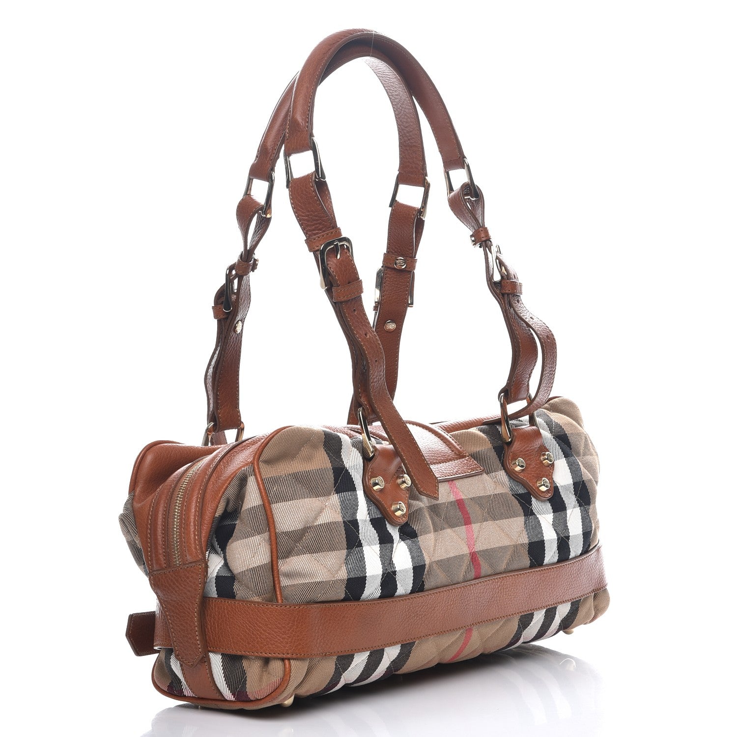 Burberry House Check Quilted Satchel Brown 3 of 9
