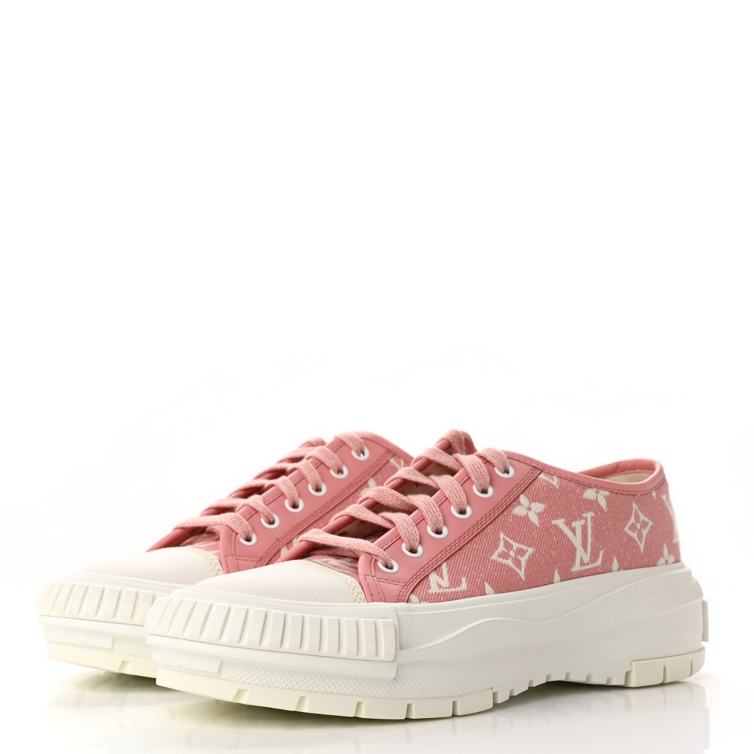 Louis Vuitton Denim Monogram Squad Sneakers 38.5 Pink 3 of 15