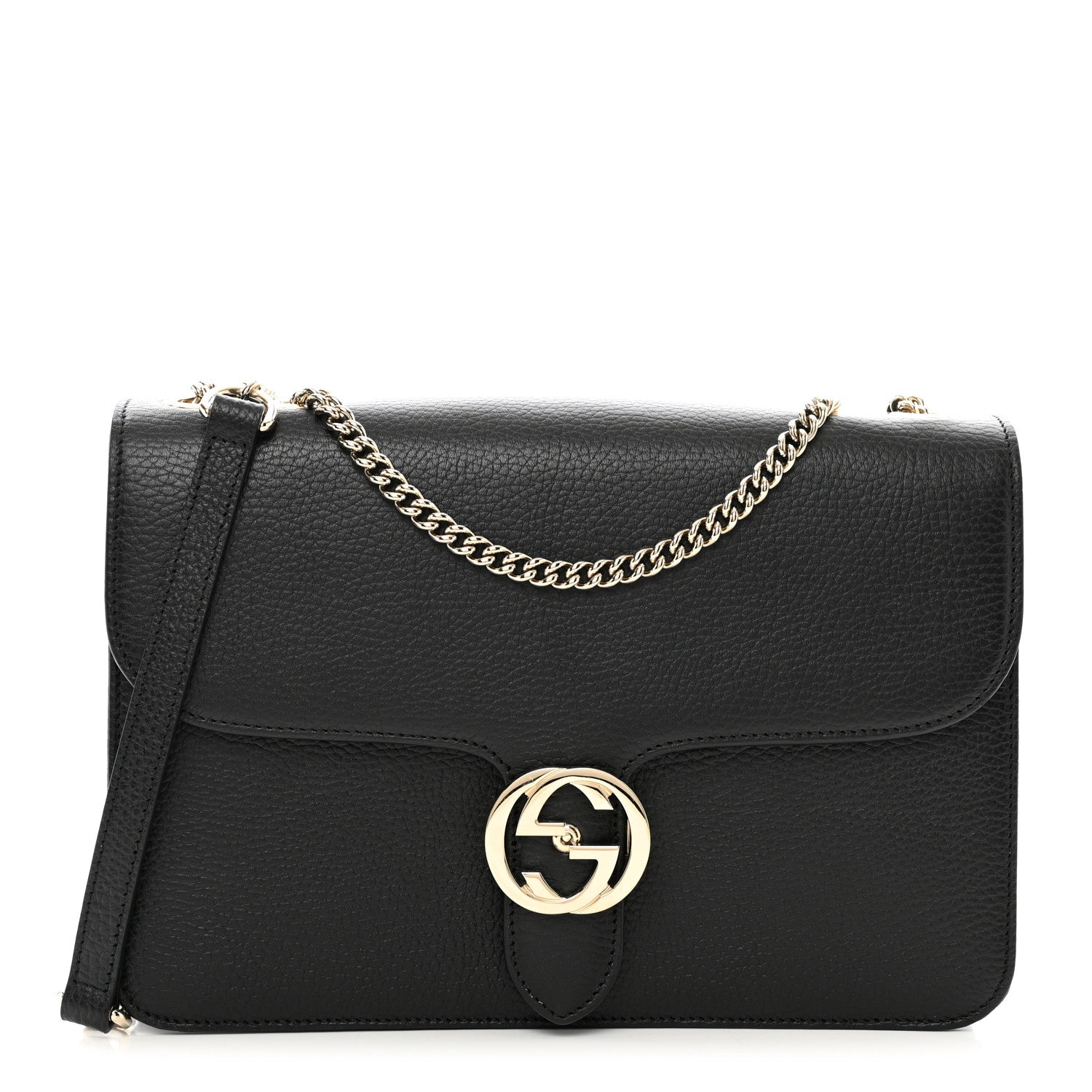 Gucci Dollar Calfskin Interlocking G Shoulder Bag Black 1 of 10