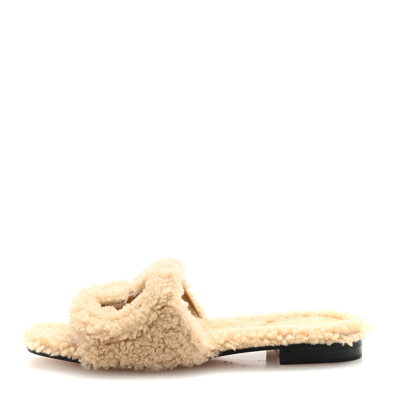 Gucci Shearling Interlocking G Cut Out Slide Sandals 37 Butterscotch 1 of 9