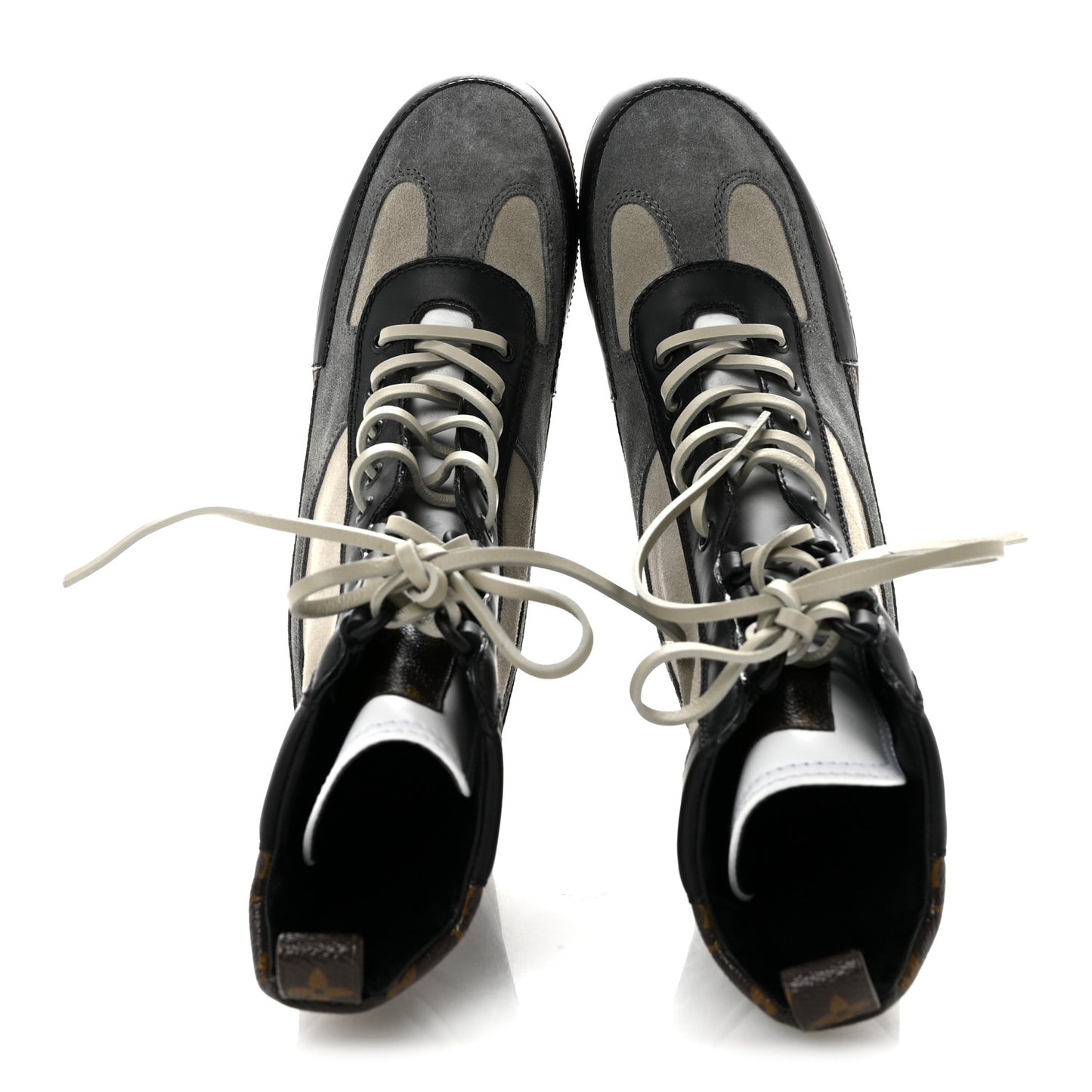 Suede Calfskin Monogram Laureate Platform Desert Boots 40 Grey