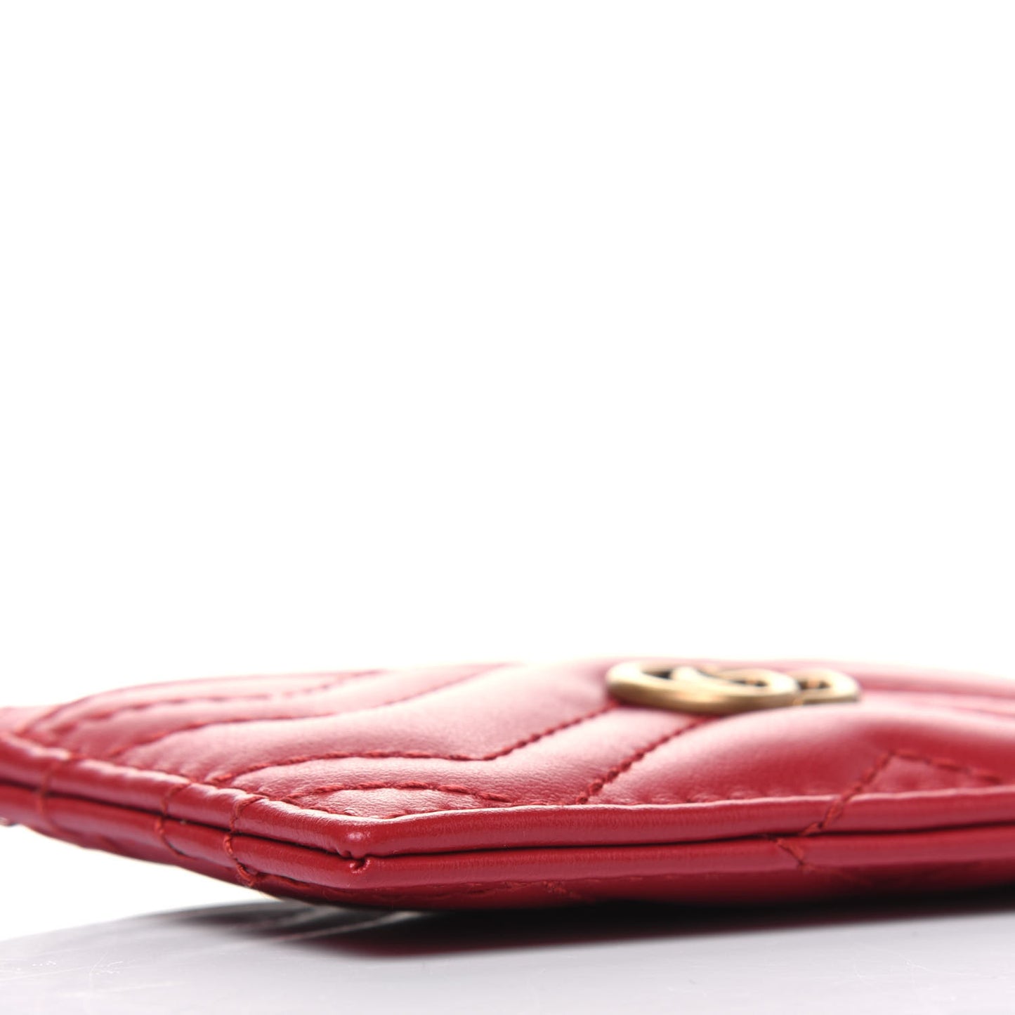 Calfskin Matelasse GG Marmont Card Holder Hibiscus Red