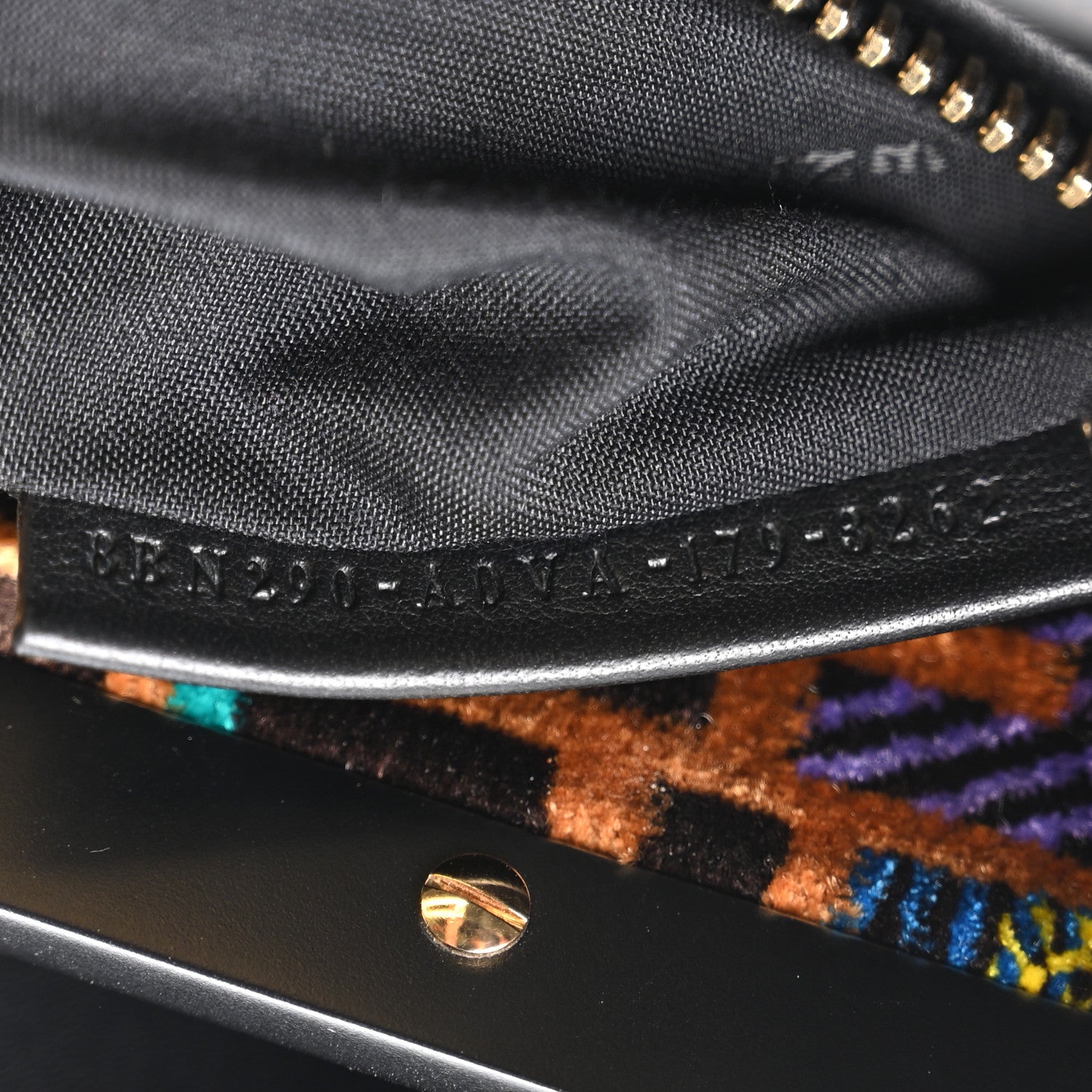 Fendi Calfskin Velvet Fun Fair Medium Peekaboo Iconic Satchel Black Tobacco Multicolor 6 of 9