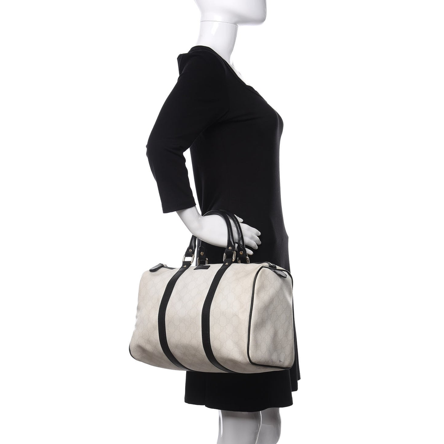GG Plus Monogram Medium Joy Boston White Black