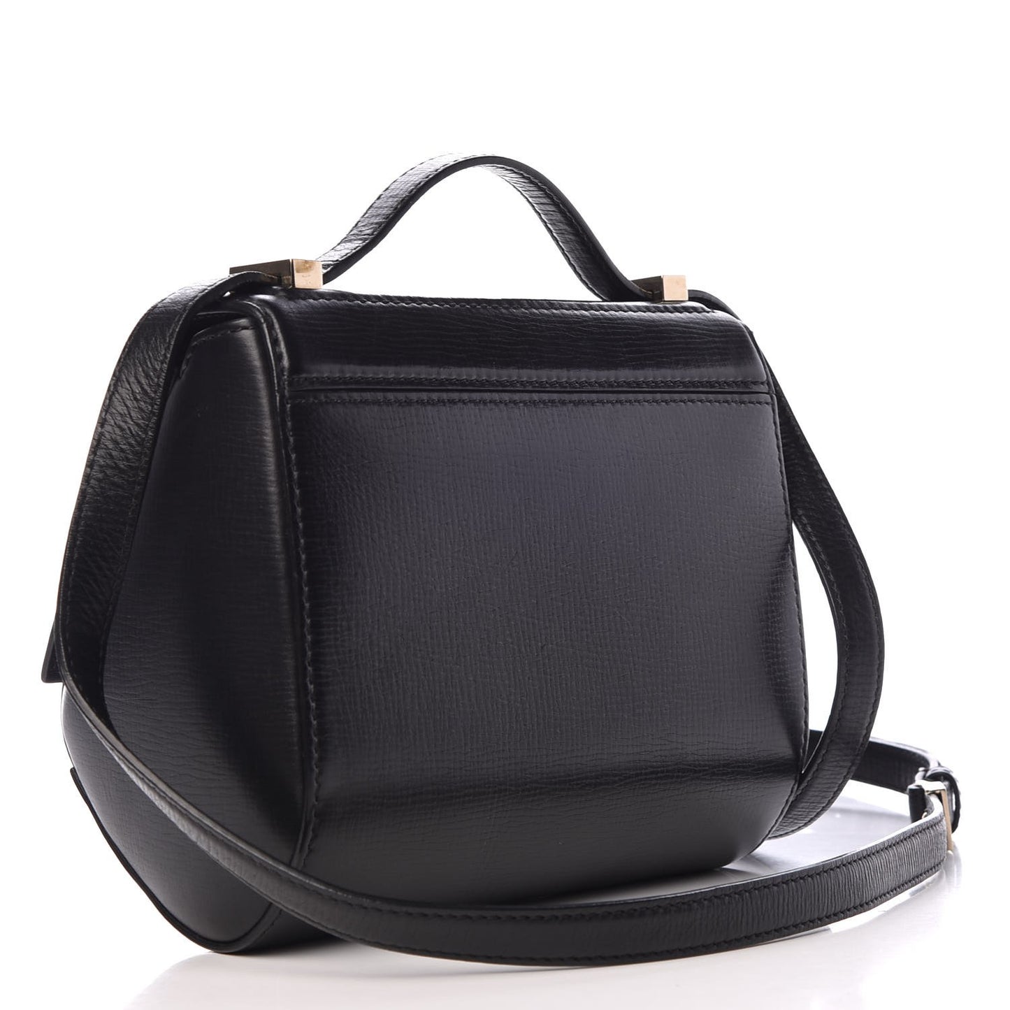 Textured Calfskin Mini Pandora Box Crossbody Bag Black