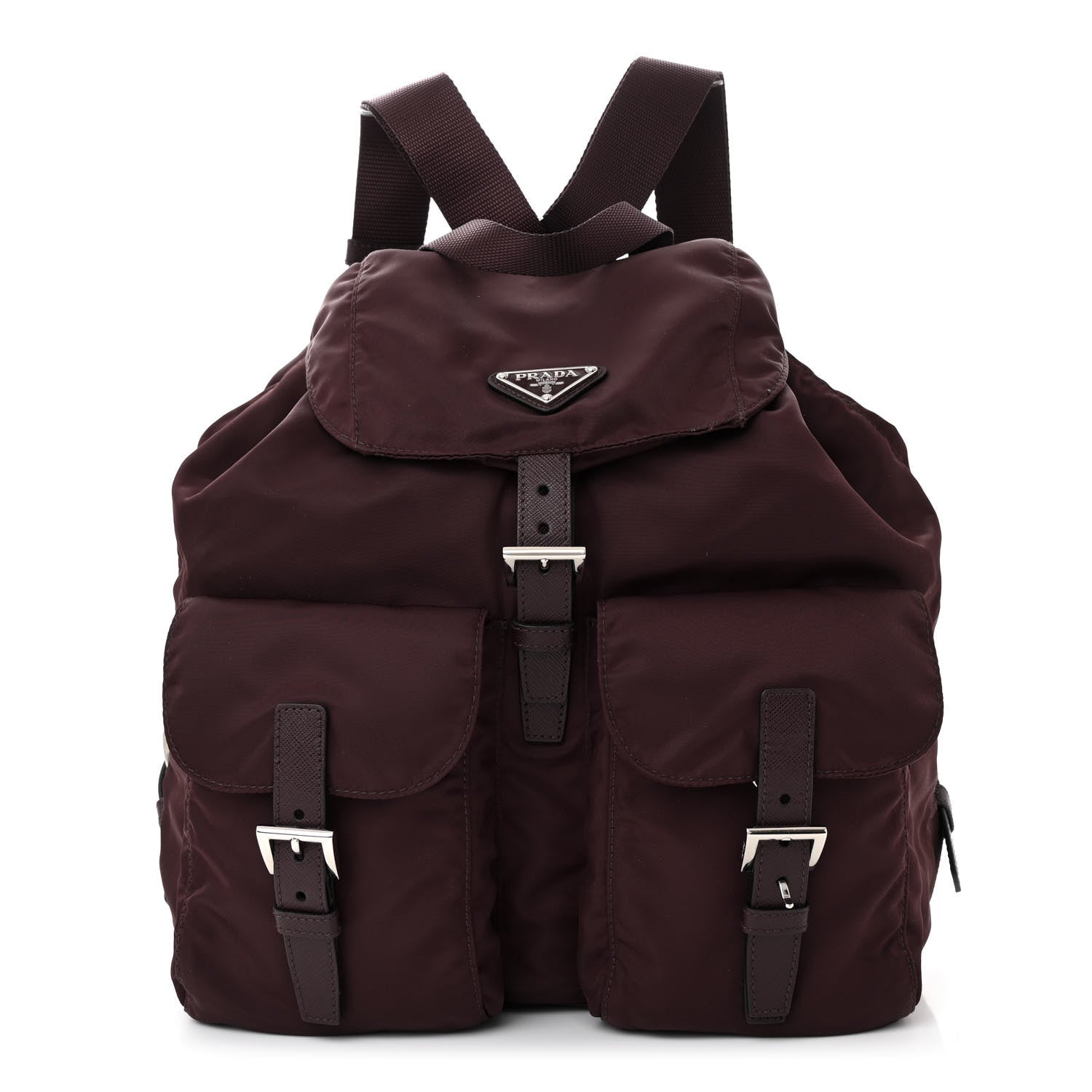 Prada Tessuto Nylon Saffiano Vela Medium Backpack Bordeaux 1 of 11