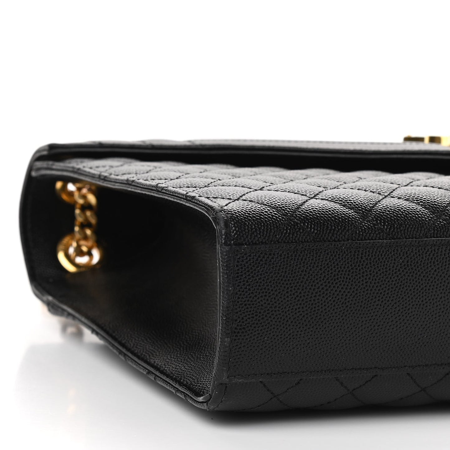 Grain De Poudre Textured Mixed Matelasse Large Triquilt Monogram Satchel Black