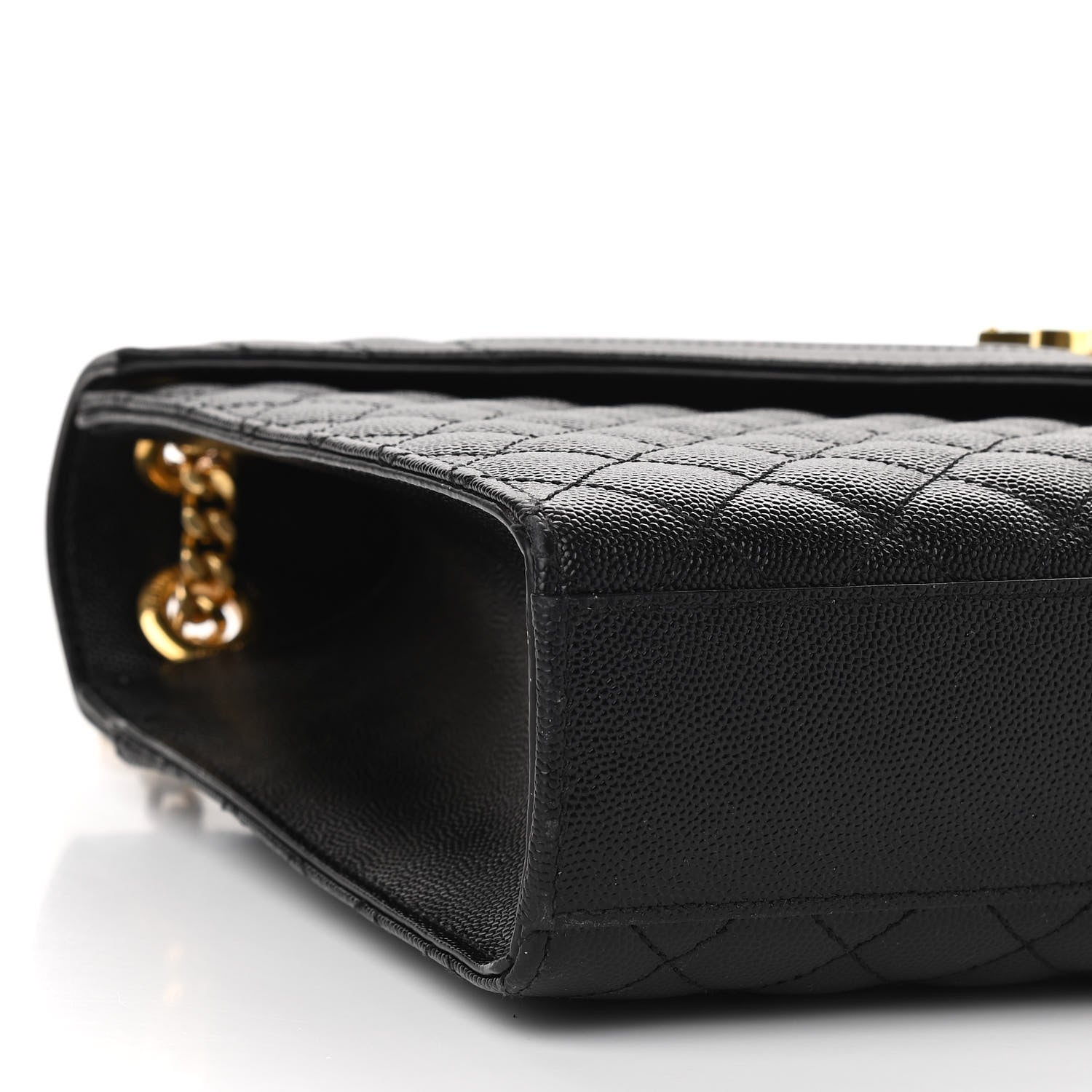 Saint Laurent Grain De Poudre Textured Mixed Matelasse Large Triquilt Monogram Satchel Black 9 of 12