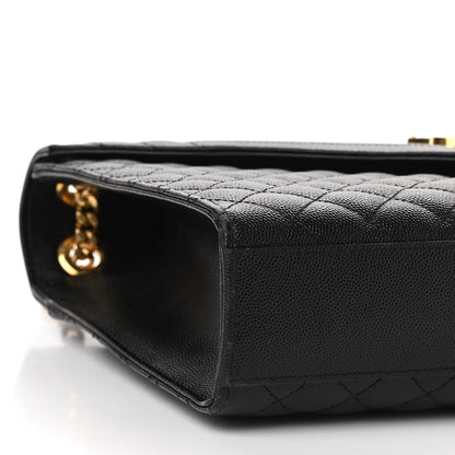 Saint Laurent Grain De Poudre Textured Mixed Matelasse Large Triquilt Monogram Satchel Black 9 of 12