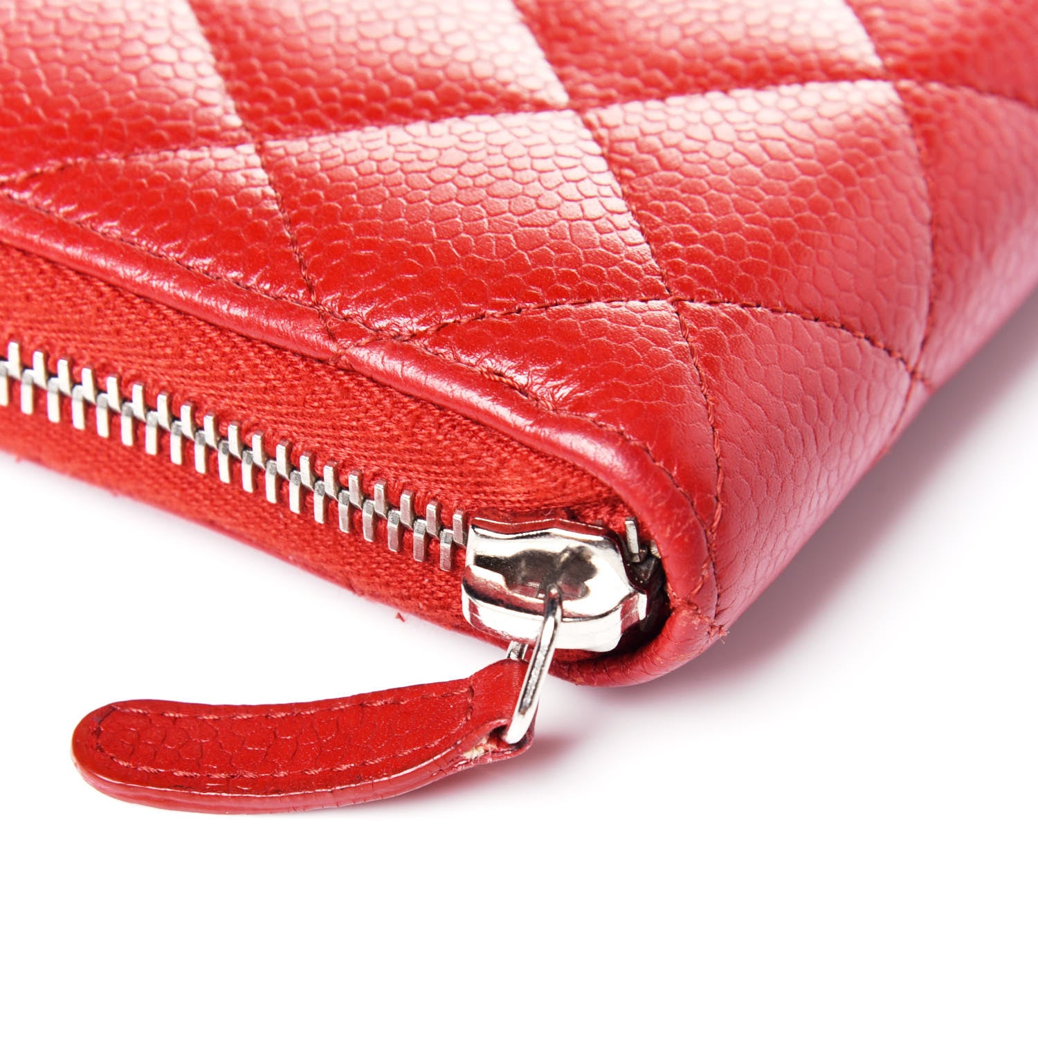 Chanel Caviar Quilted Large Gusset Zip Around Wallet Red 12 of 12