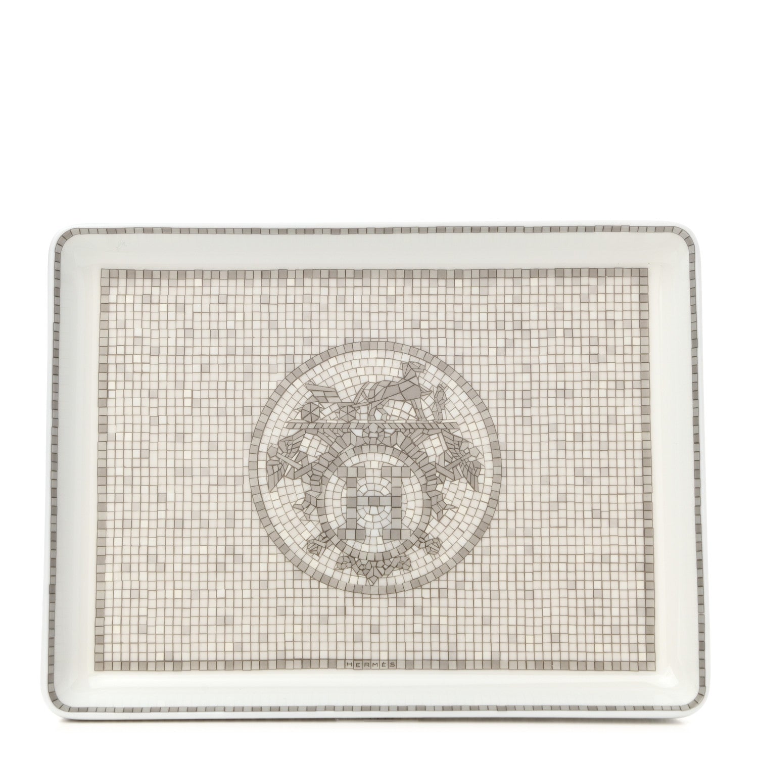 Hermes Porcelain Mosaique Au 24 Sushi Plate Platine 1 of 6