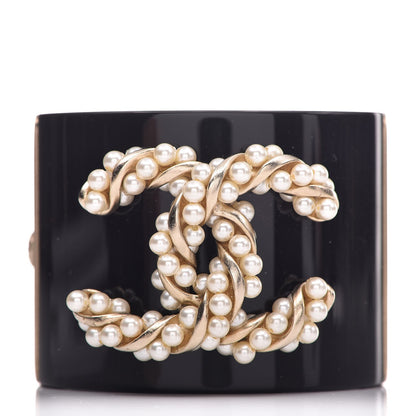 Chanel Resin Pearl CC Cuff Black 1 of 5