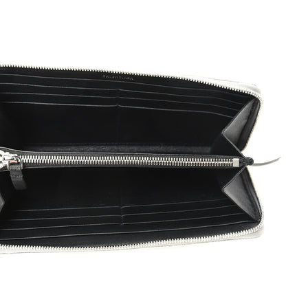 Balenciaga Metallic Goatskin Logo Everyday Continental Zip Around Wallet Argent Black 5 of 8