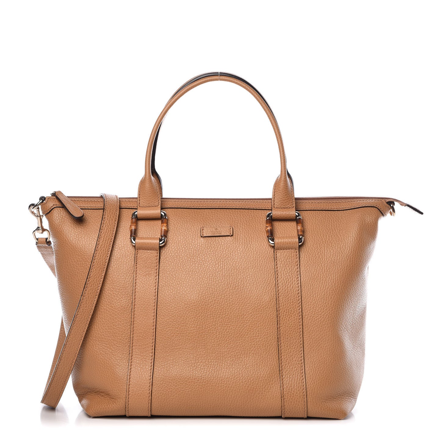 Calfskin Bamboo Top Handle Tote Tan