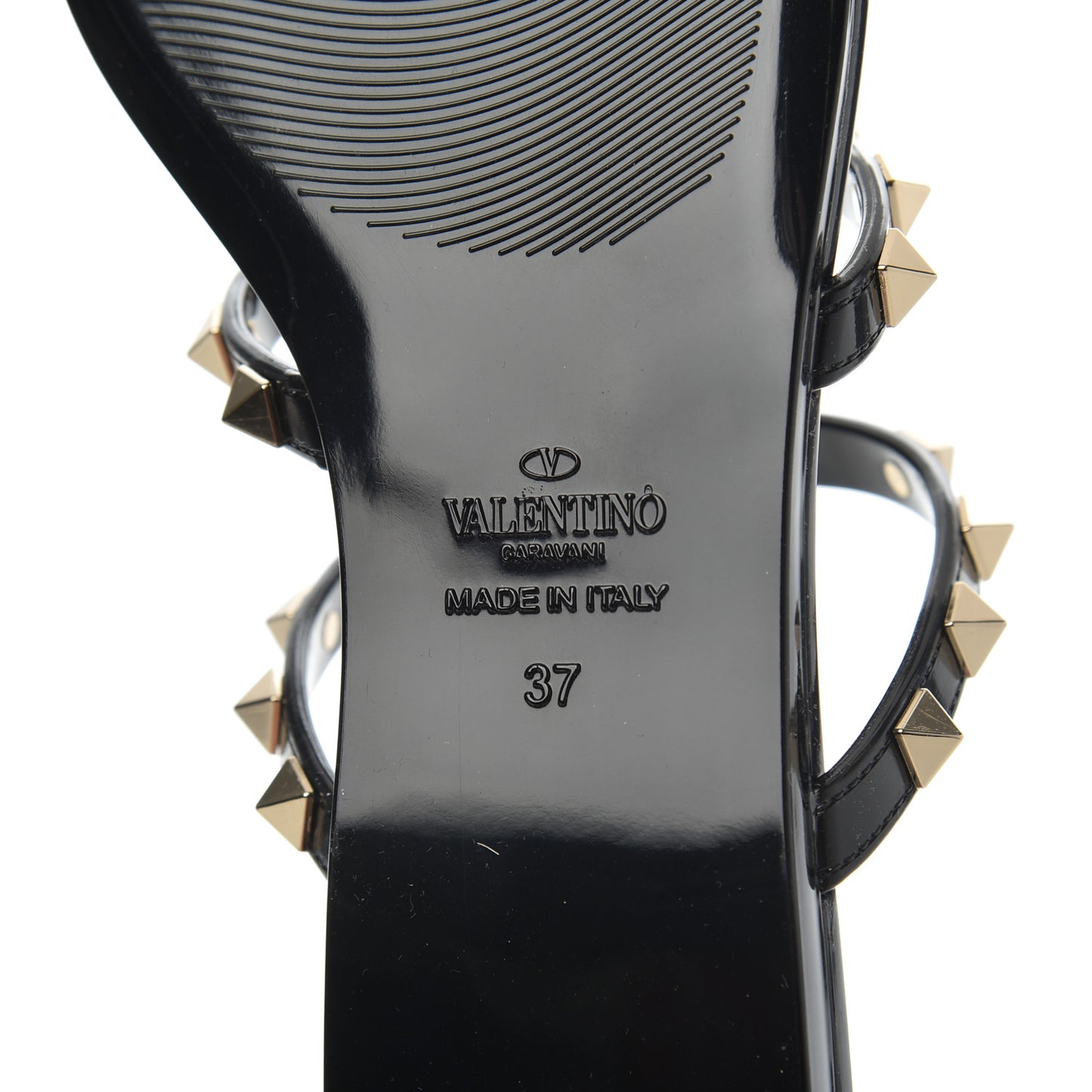 PVC Jelly Rockstud Caged Flat Thong Sandals 37 Black