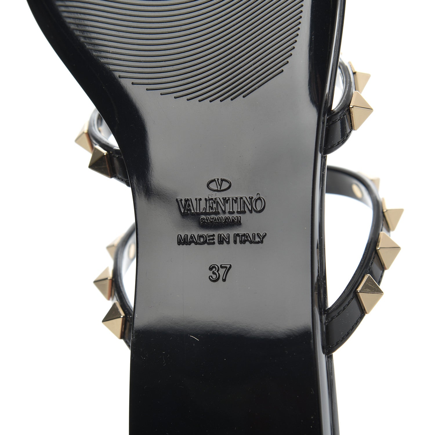 Valentino Garavani PVC Jelly Rockstud Caged Flat Thong Sandals 37 Black 7 of 8