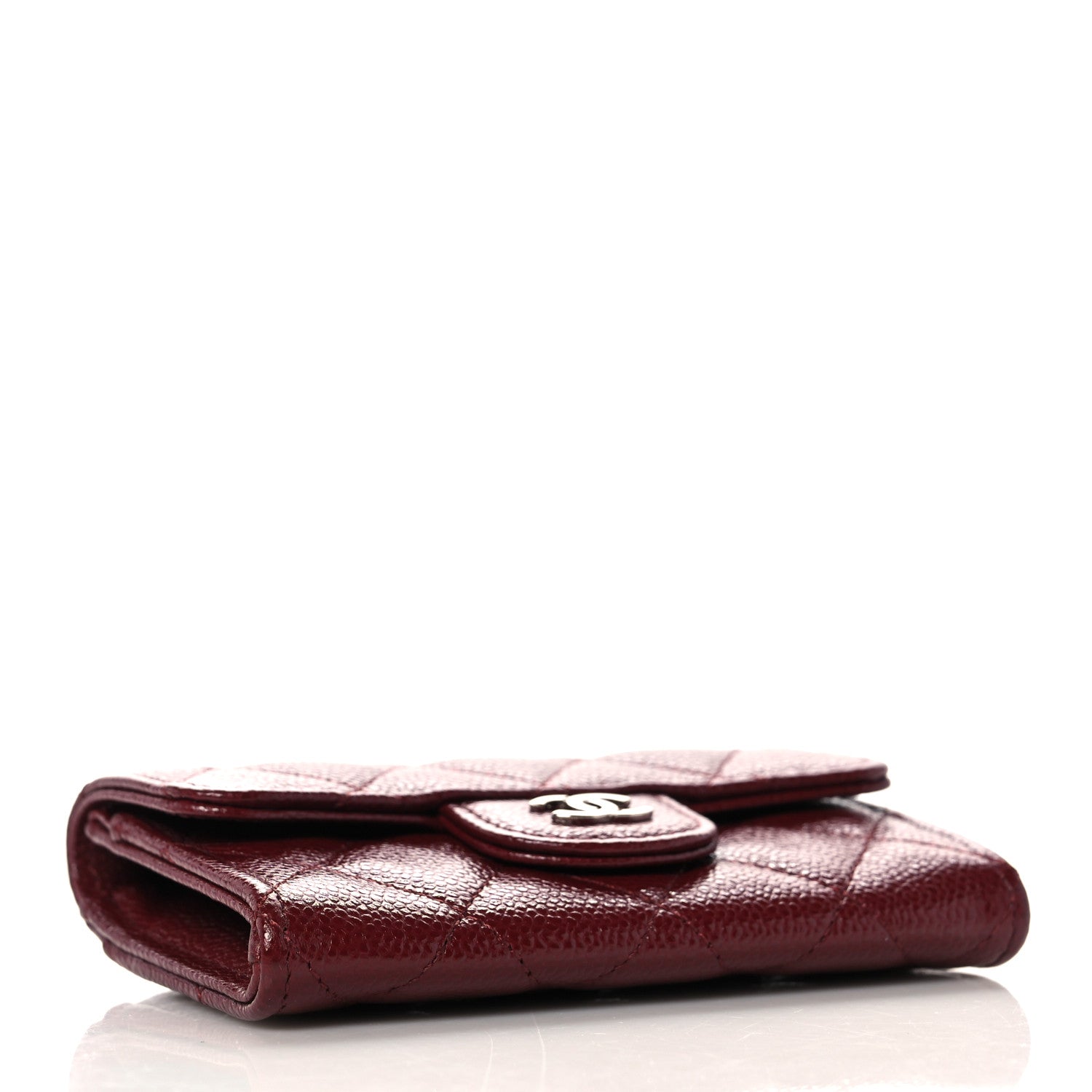 Chanel Caviar Quilted Flap Card Holder Wallet Burgundy 4 of 9