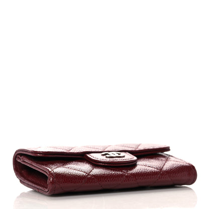 Chanel Caviar Quilted Flap Card Holder Wallet Burgundy 4 of 9