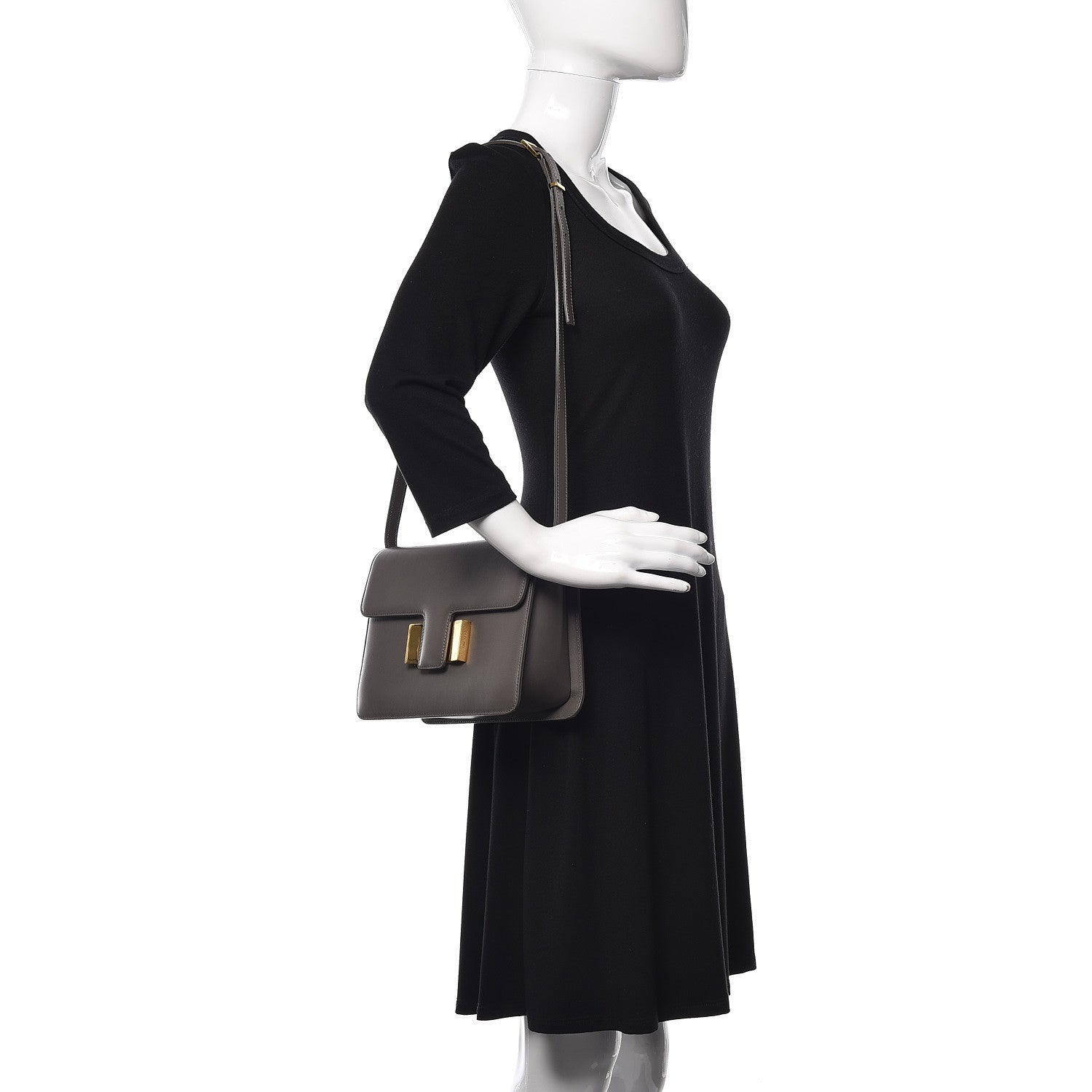 Tom Ford Calfskin Medium Sienna Crossbody Bag Graphite 2 of 8