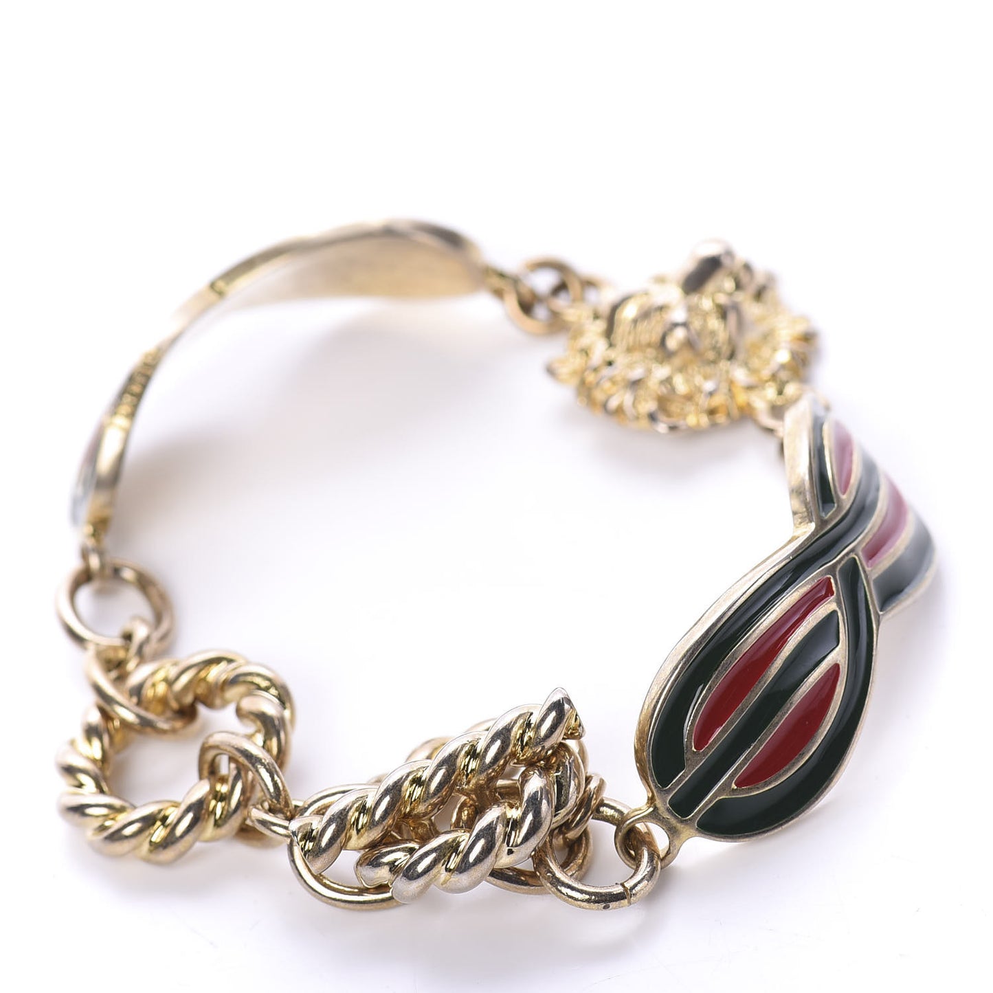 Metal Enamel Lionhead Bracelet Red