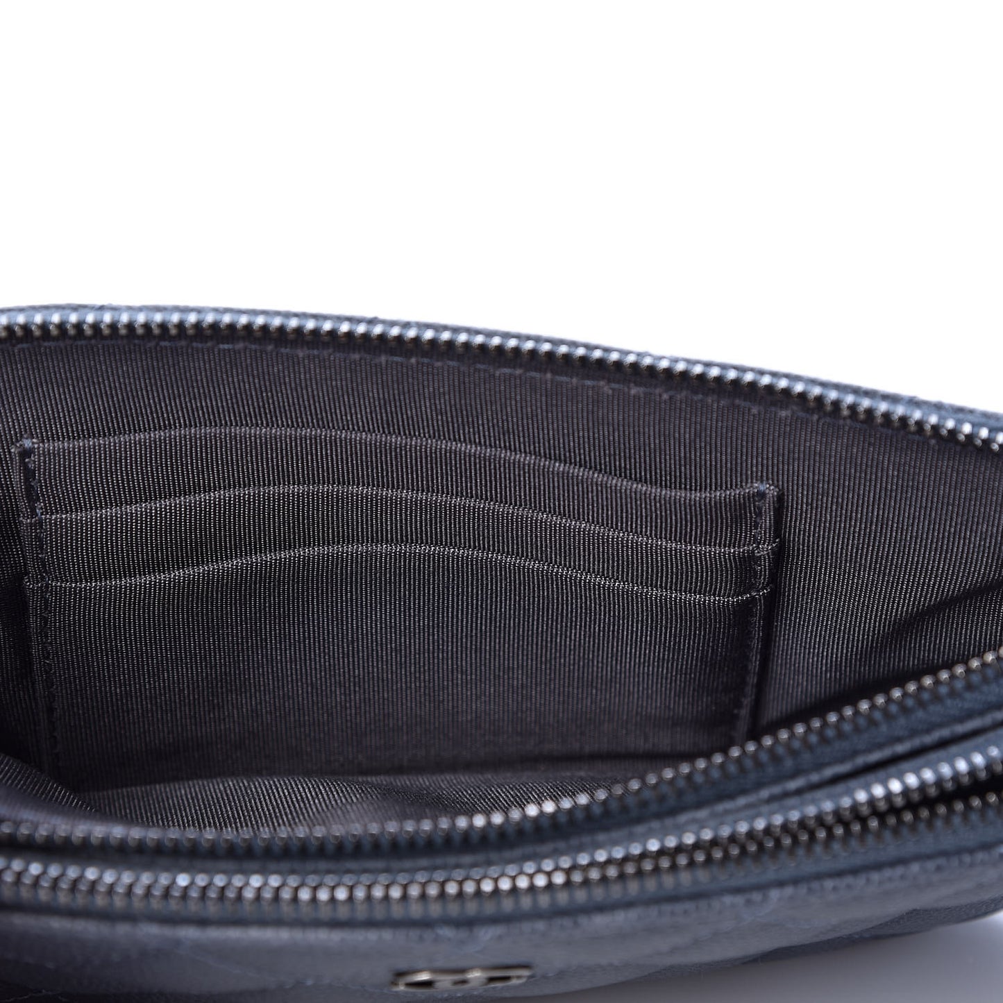 Caviar Quilted Small Clutch With Chain Grey
