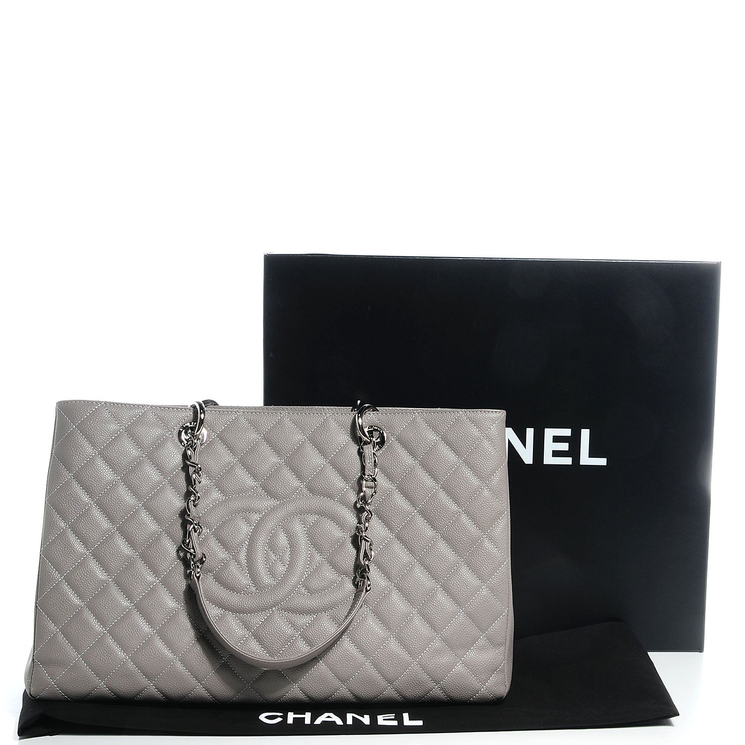 Chanel Caviar XL Grand Shopping Tote GST Light Grey 5 of 8