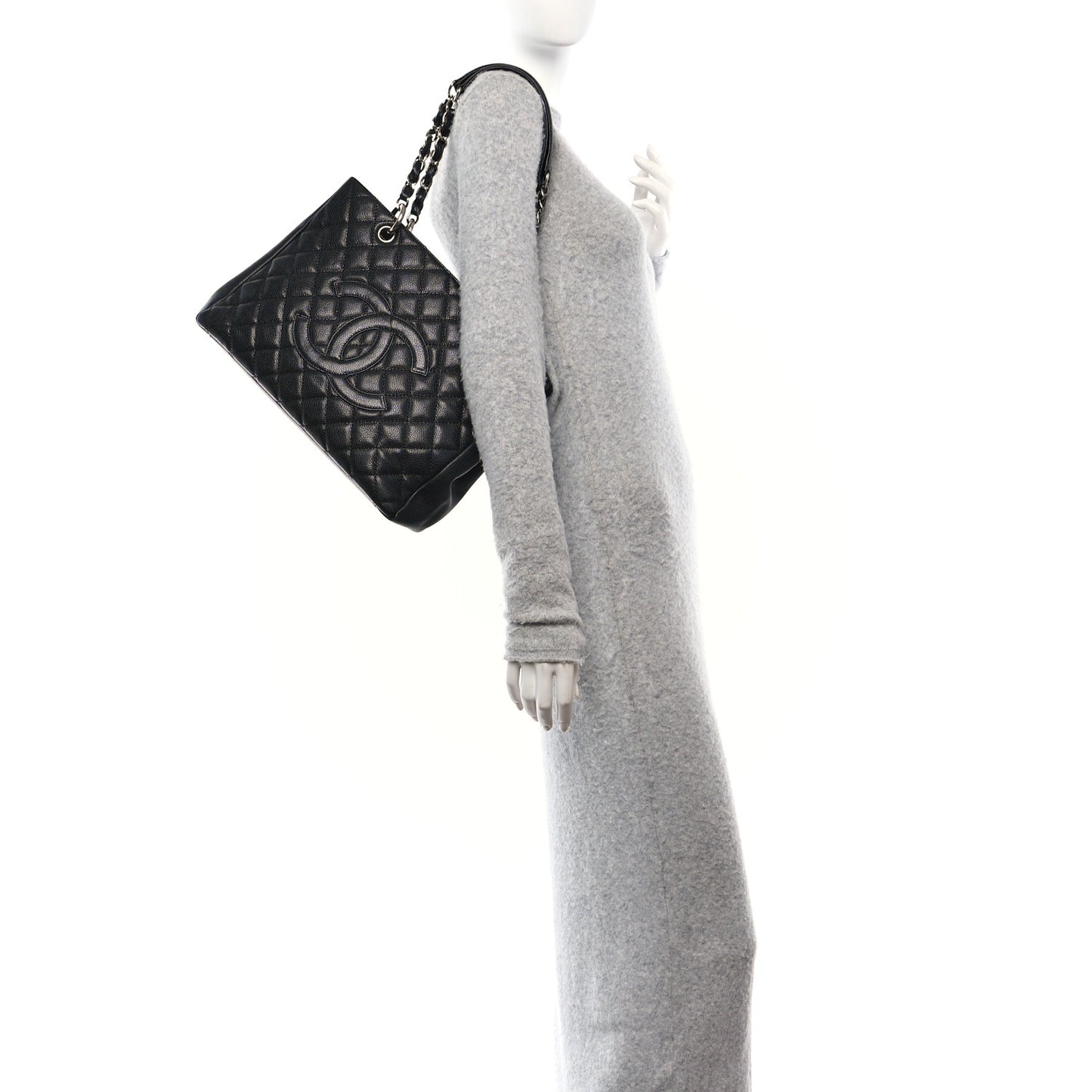 Caviar Quilted Grand Shopping Tote GST Black