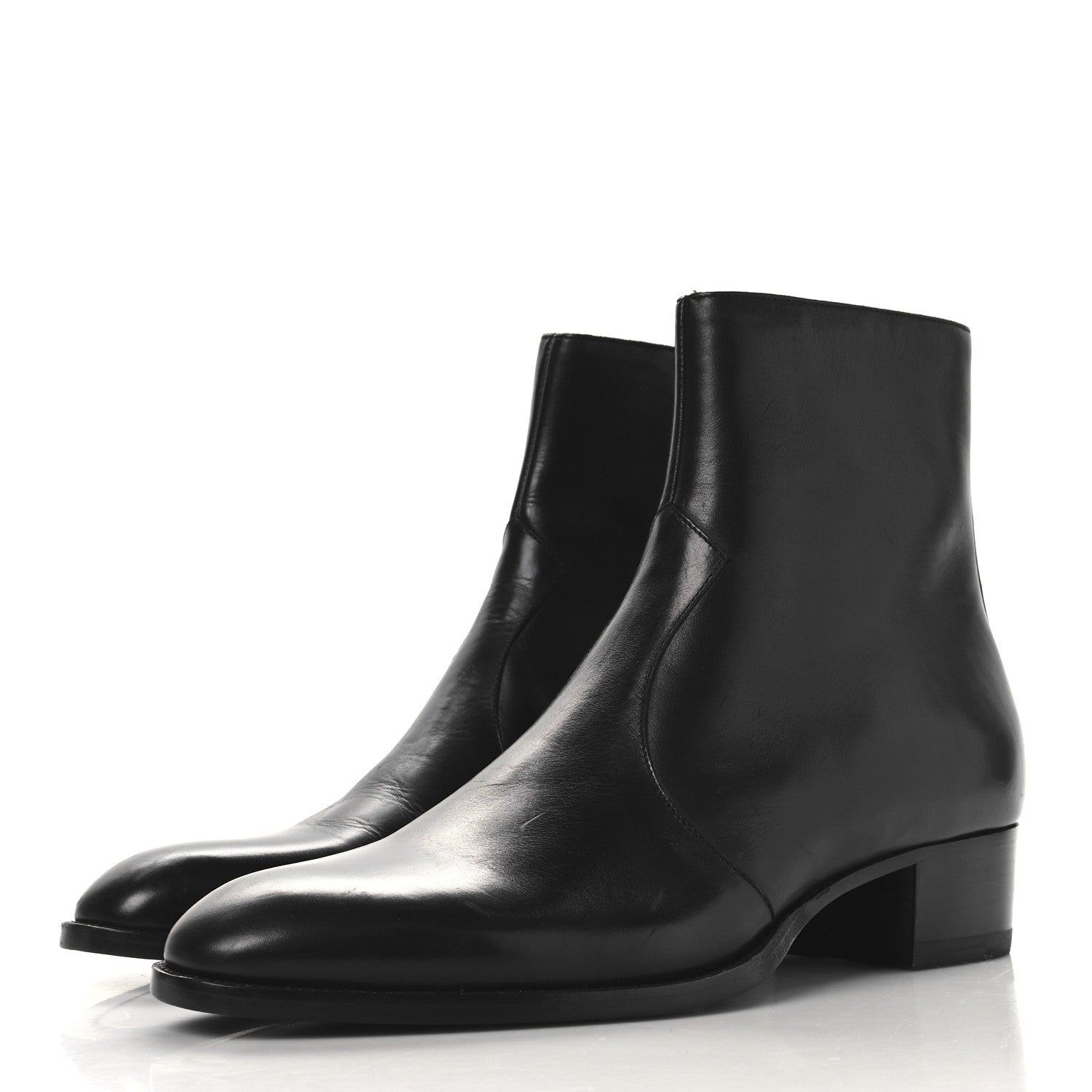Saint Laurent Calfskin Mens Wyatt 40 Zip Boots 42 Black 4 of 10