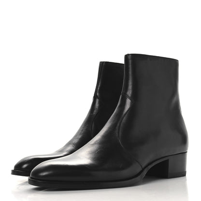 Saint Laurent Calfskin Mens Wyatt 40 Zip Boots 42 Black 4 of 10