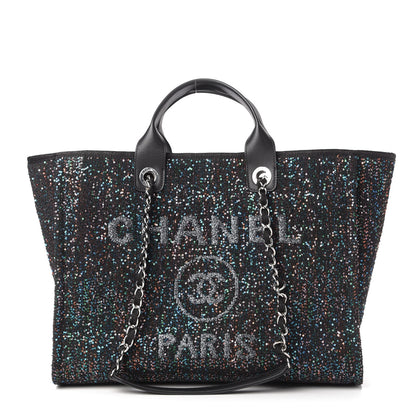 Chanel Calfskin Sequin Medium Deauville Tote Black 1 of 10