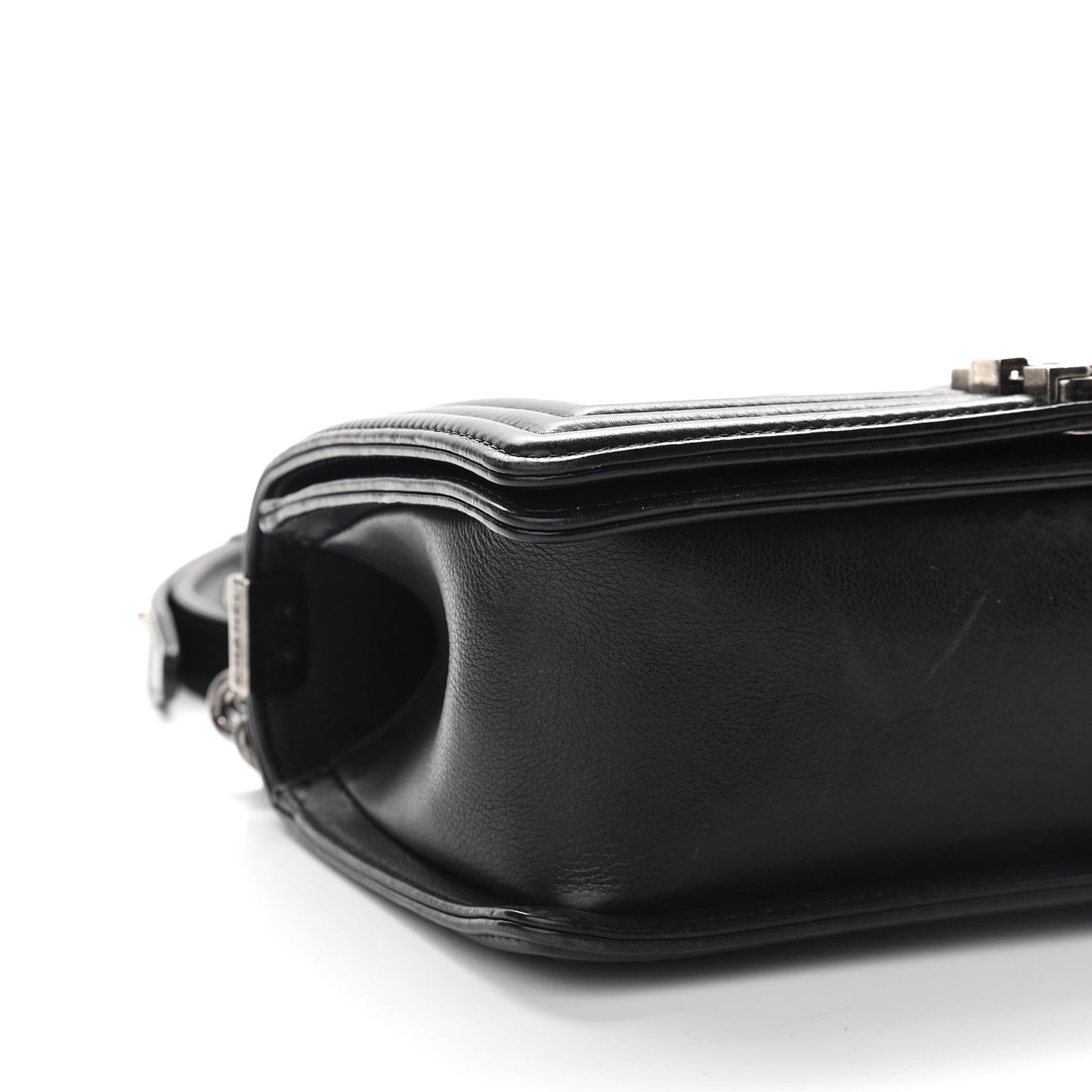 Calfskin Double Stitch Medium Boy Flap Black
