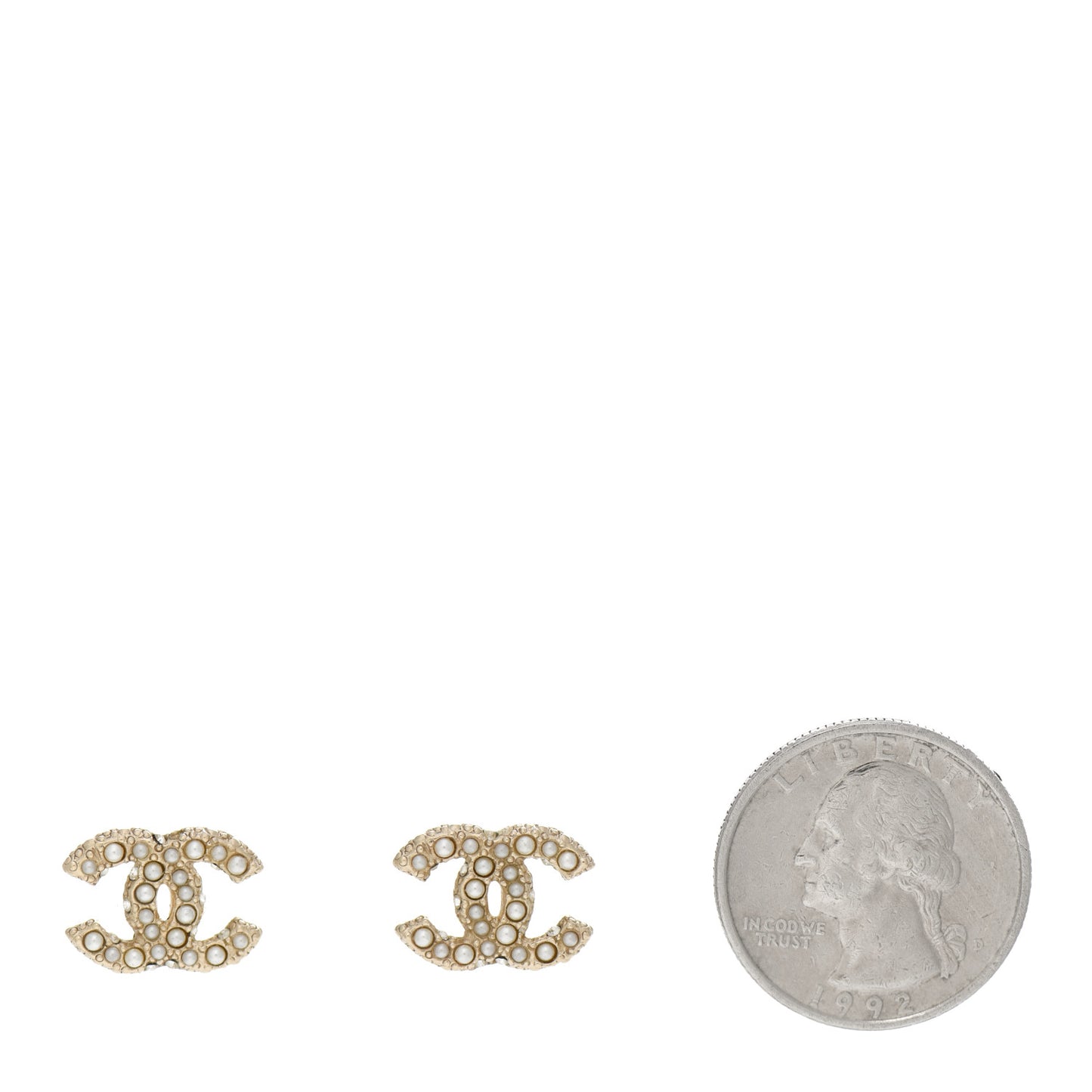 Pearl Crystal CC Earrings Light Gold