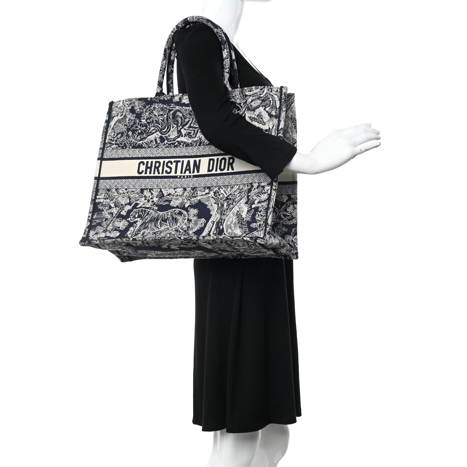 Christian Dior Canvas Embroidered Large Dioriviera Toile De Jouy Reverse Book Tote Blue 2 of 15