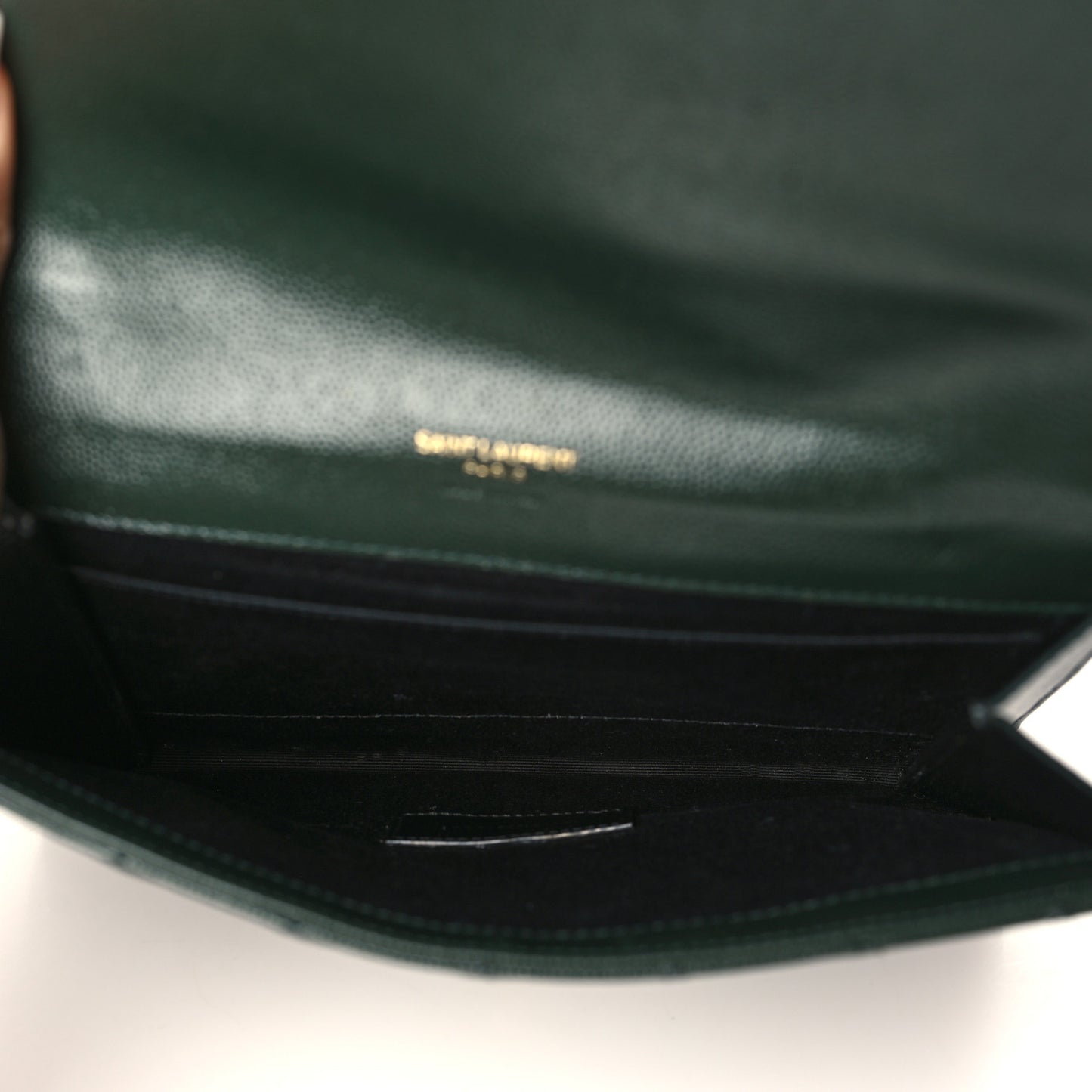Grain De Poudre Textured Mixed Matelasse Triquilt Monogram Clutch Vert Fonce