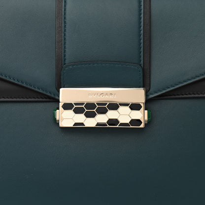 Bulgari Calfskin Serpenti Viper Top Handle Bag Blue Black 7 of 9