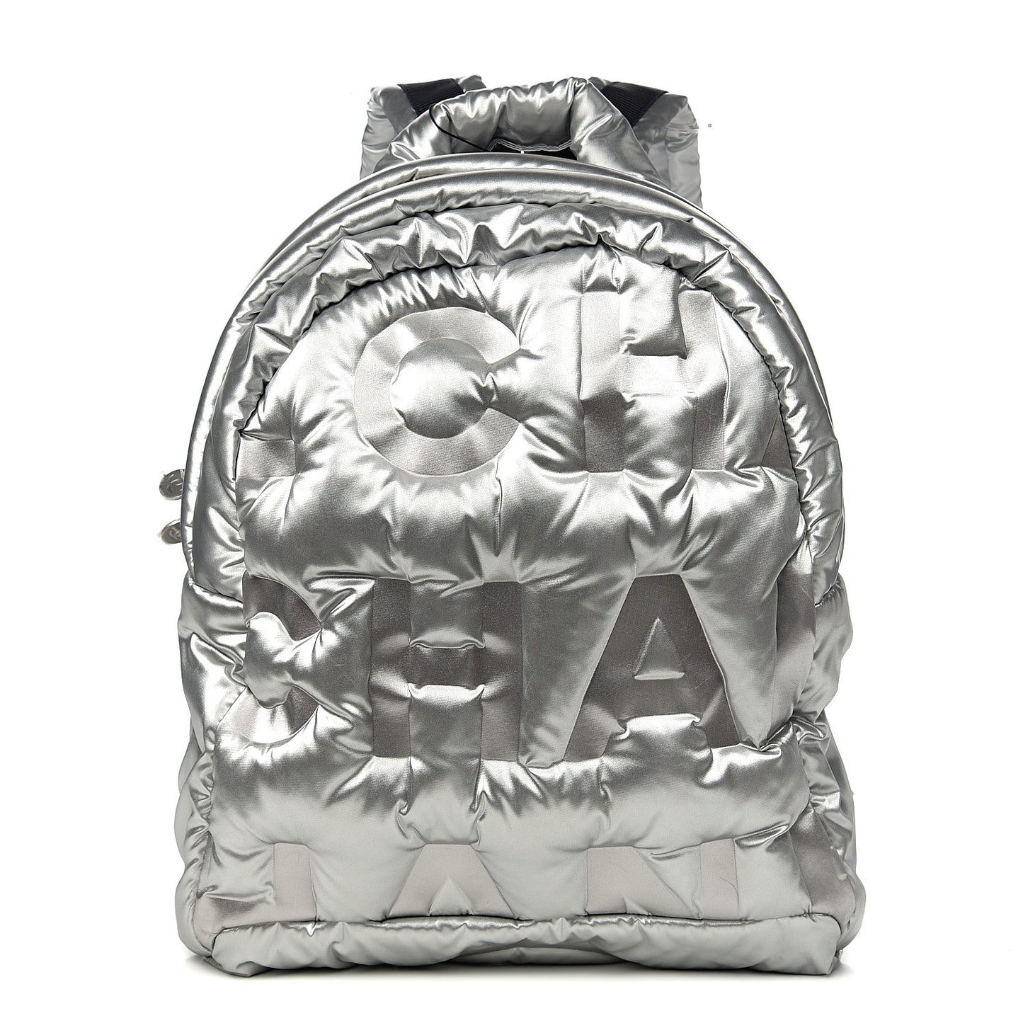 Nylon Embossed Doudoune Backpack Silver