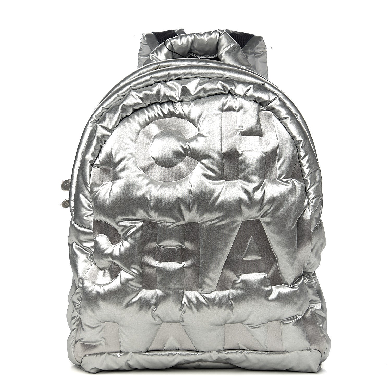 Chanel Nylon Embossed Doudoune Backpack Silver 1 of 8