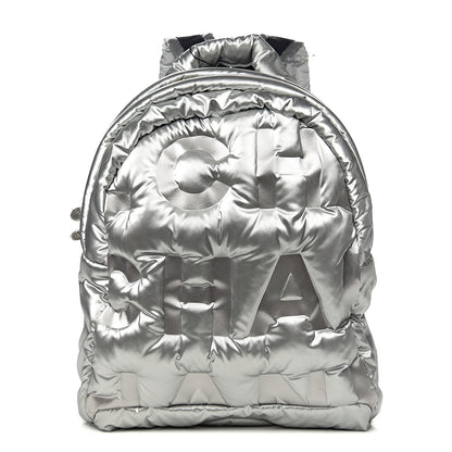 Chanel Nylon Embossed Doudoune Backpack Silver 1 of 8