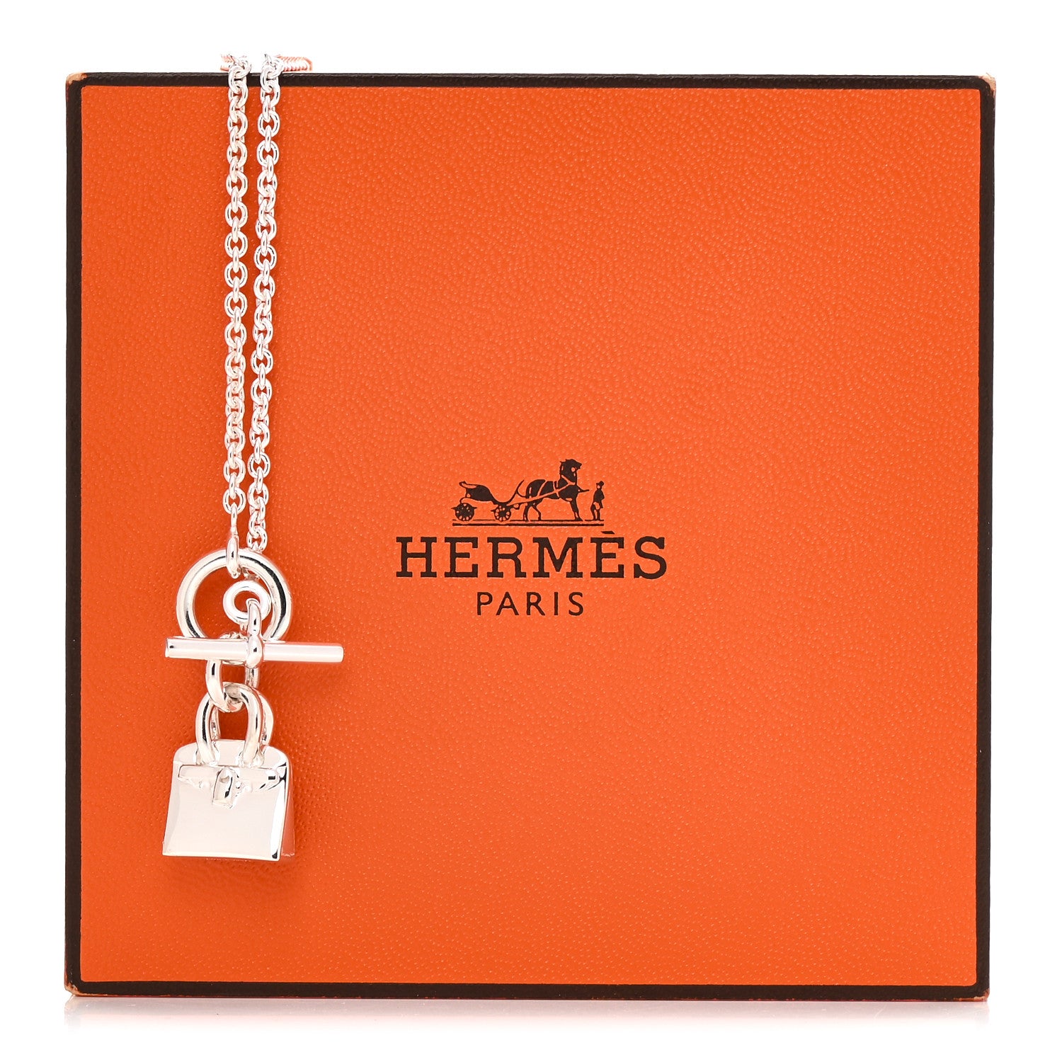 Hermes Sterling Silver Birkin Amulette Pendant Necklace 6 of 6