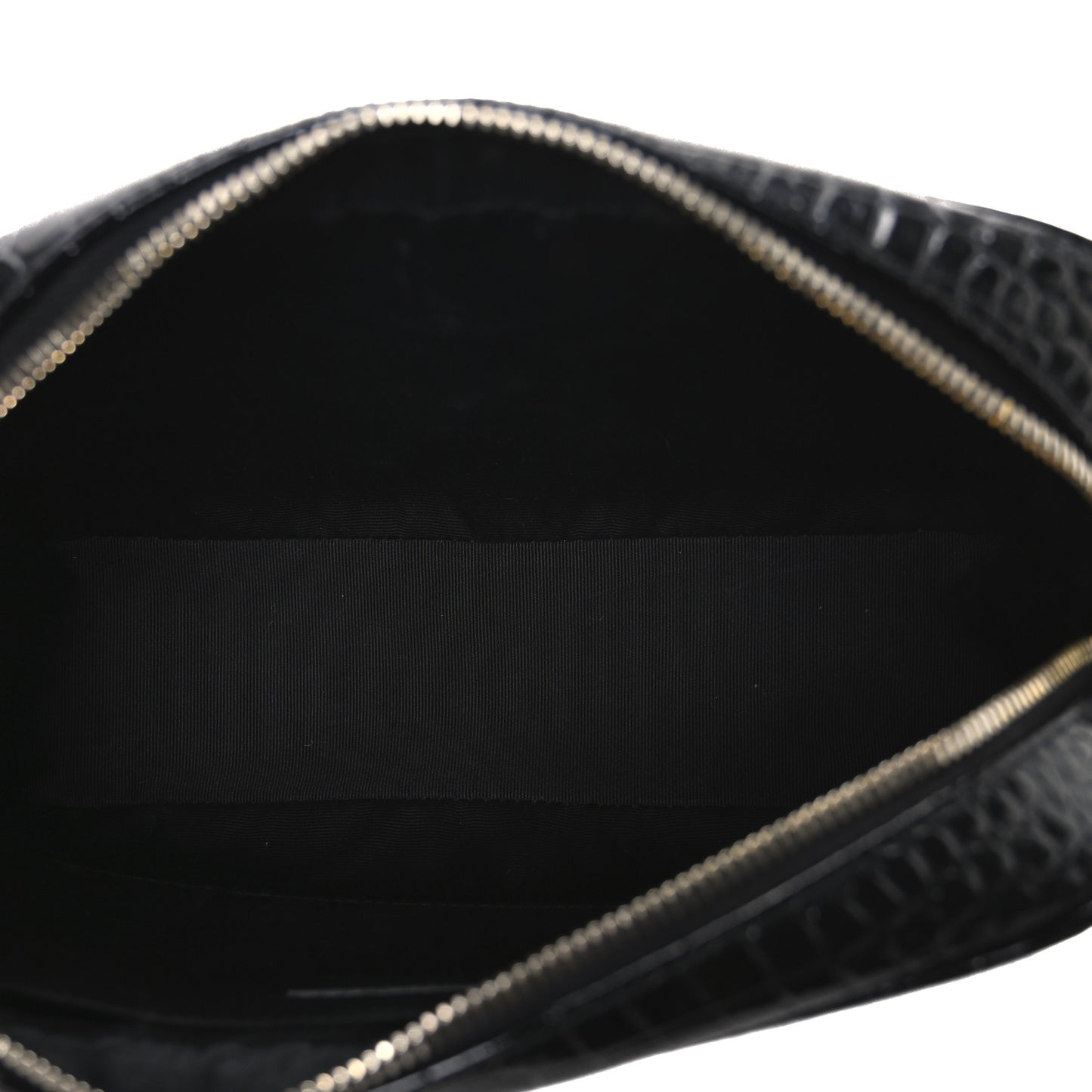 Patent Calfskin Crocodile Embossed Monogram Lou Camera Bag Black