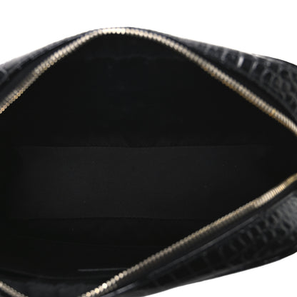 Saint Laurent Patent Calfskin Crocodile Embossed Monogram Lou Camera Bag Black 5 of 13